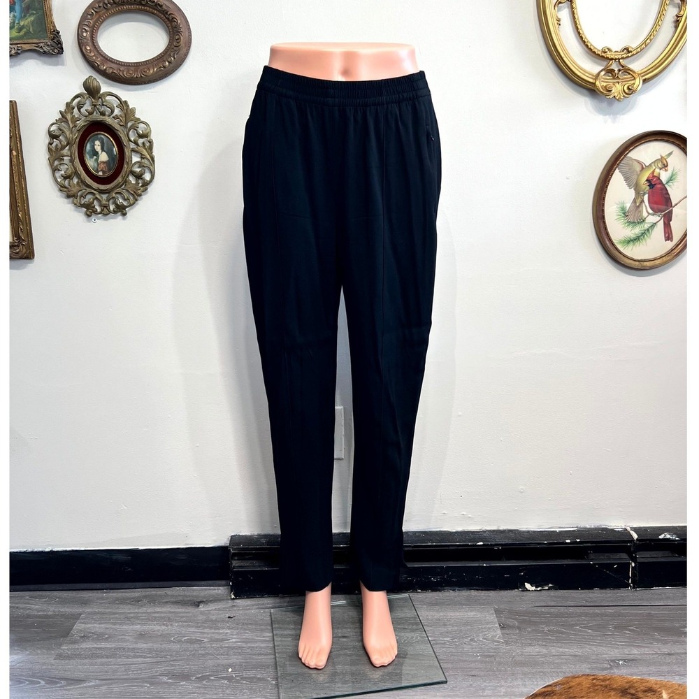 Theory‎ Black Elastic Waist Silk-Blend Track Pants 4